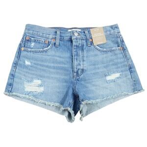 Madewell light wash blue denim mid rise relaxed jean shorts 26